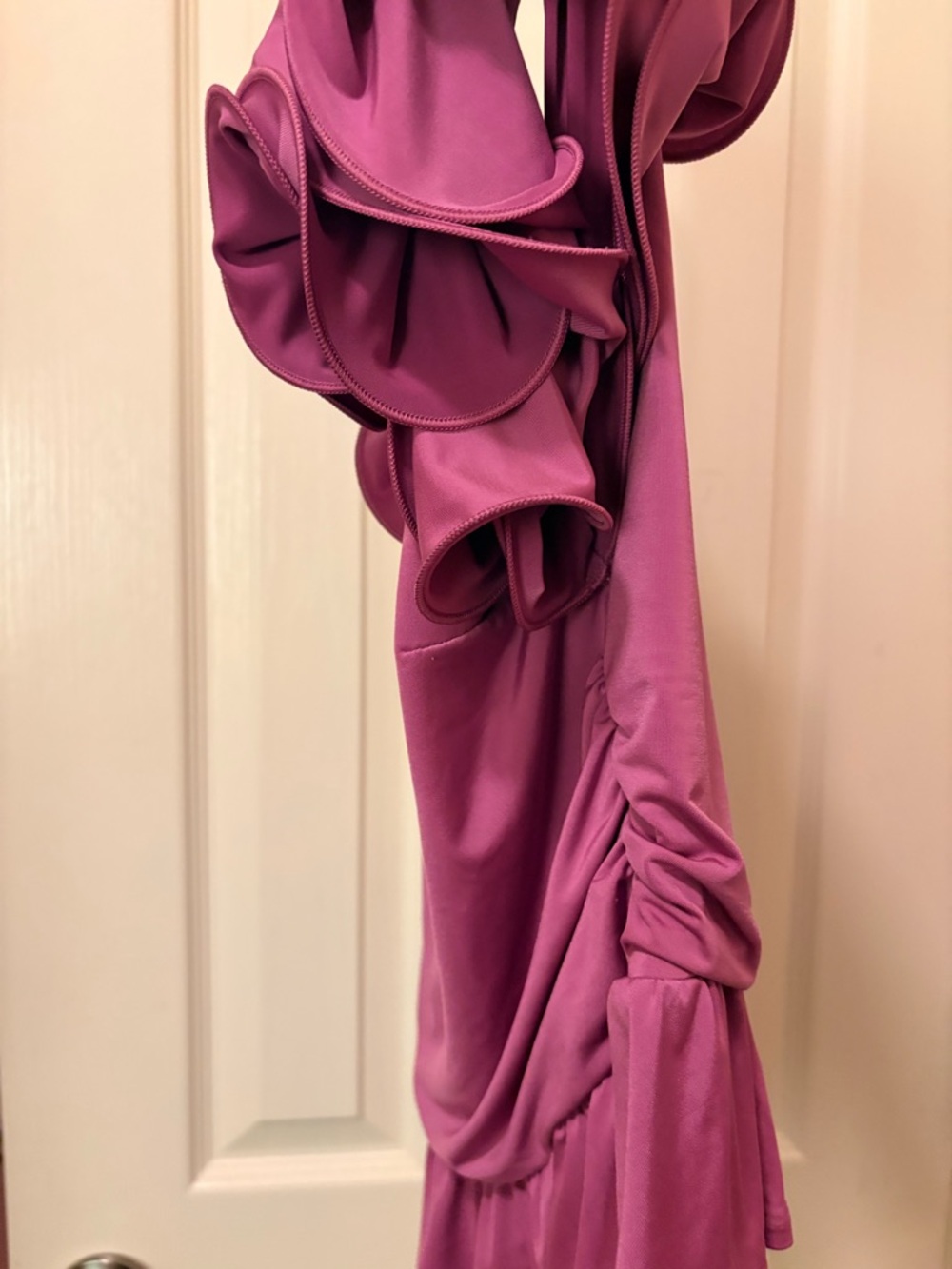 Magenta Ruffled One-Shoulder Top - Picture 2 of 3
